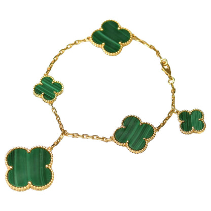 [Kismet Jewels ]MAGIC CLOVER MALACHITE GOLD BRACELET 5 MOTIFS
