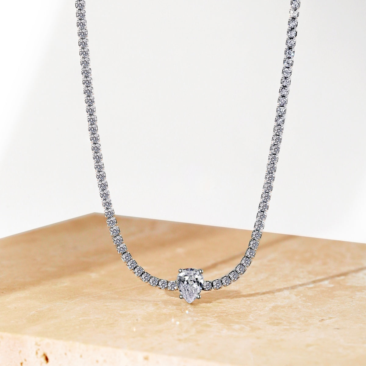 [Kismet Jewels ]1.0 carat Unique Pear Cut Tennis Necklace