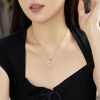 [Kismet Jewels ]Four-Leaf Clover Hollow Design Exquisite Necklace