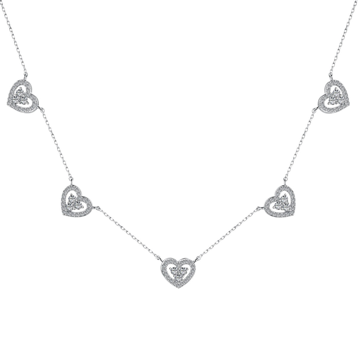 [Kismet Jewels ]Sparkling Five Heart Necklace