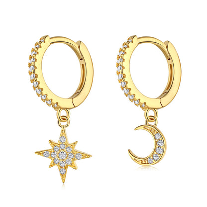 [Kismet Jewels ]Star and Moon Asymmetric Earrings