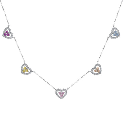 [Kismet Jewels ]Sparkling Five Heart Necklace