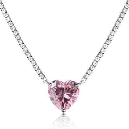 [Kismet Jewels ]8.0 Carat Versatile Colorful Sweet Heart-Shaped Tennis Necklace