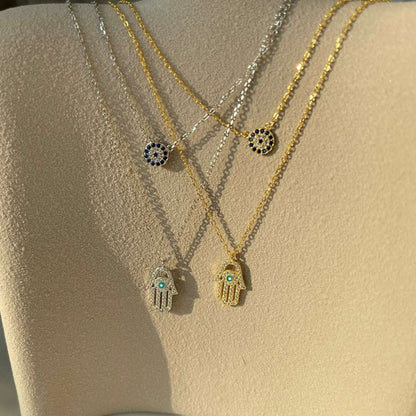 [Kismet Jewels ]Demon Eye Hamsa Palm Necklace