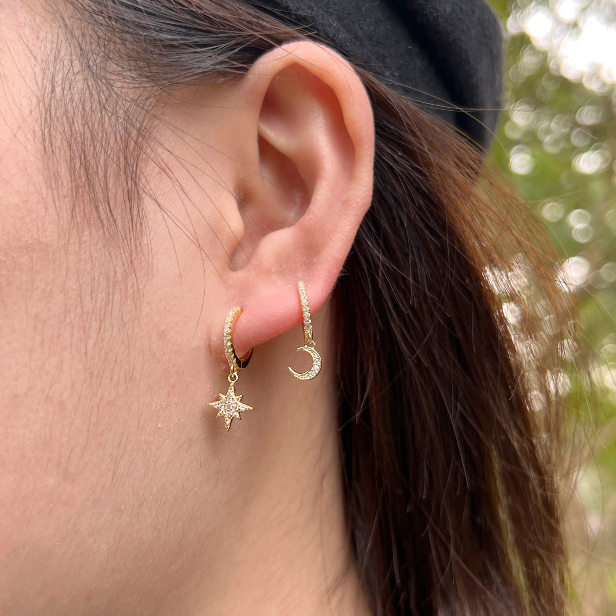 [Kismet Jewels ]Star and Moon Asymmetric Earrings