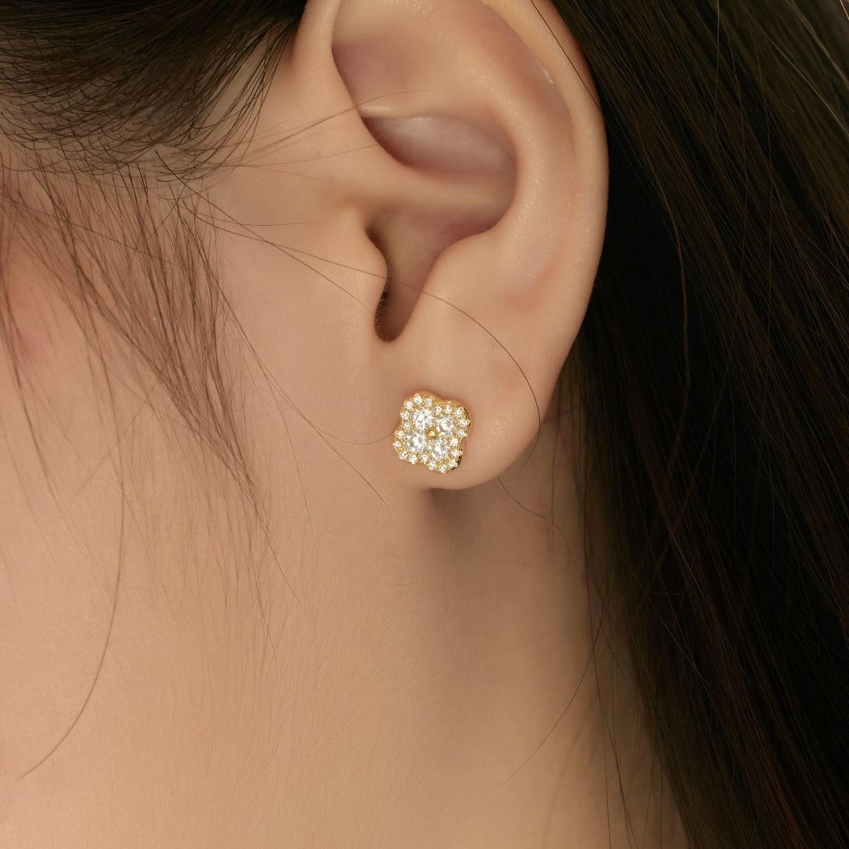 [Kismet Jewels ]Four-Leaf Clover Flower Shaped Earrings