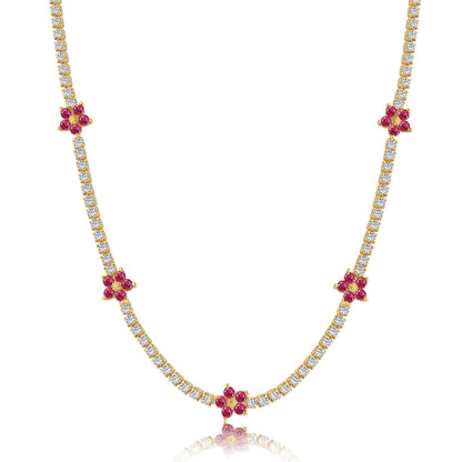 [Kismet Jewels ]Luxurious Colorful Flower Tennis Necklace
