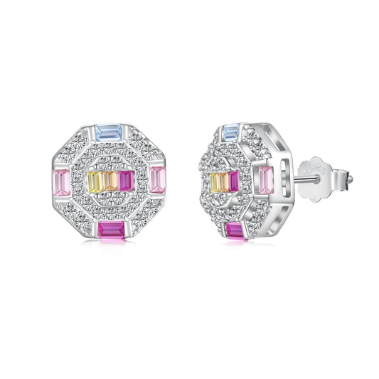 [Kismet Jewels ]Ornate Colorful Octagon Shape Daily Earrings