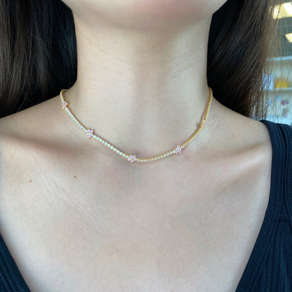 [Kismet Jewels ]Luxurious Colorful Flower Tennis Necklace