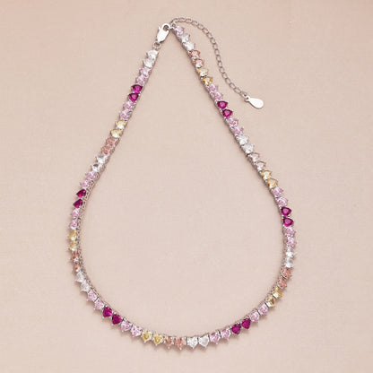 [Kismet Jewels ]Sparkling Colorful Full Heart Tennis Necklace