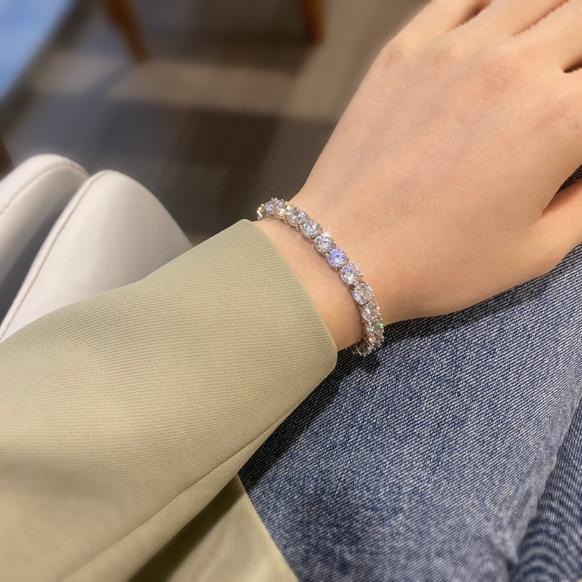 [Kismet Jewels ]0.75 Carat Dazzling Round Cut Wedding Bracelet