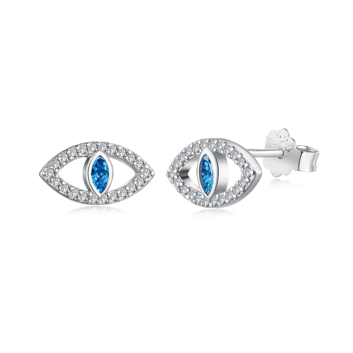 [Kismet Jewels ]Blue Devil Eyes Hollow Stud Earrings