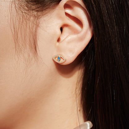 [Kismet Jewels ]Blue Devil Eyes Hollow Stud Earrings