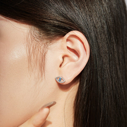 [Kismet Jewels ]Blue Devil Eyes Hollow Stud Earrings