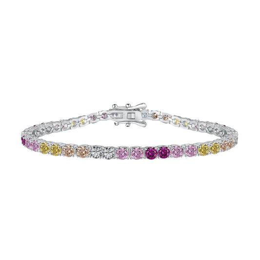 [Kismet Jewels ]Radiant Colorful Round Cut Tennis Bracelet
