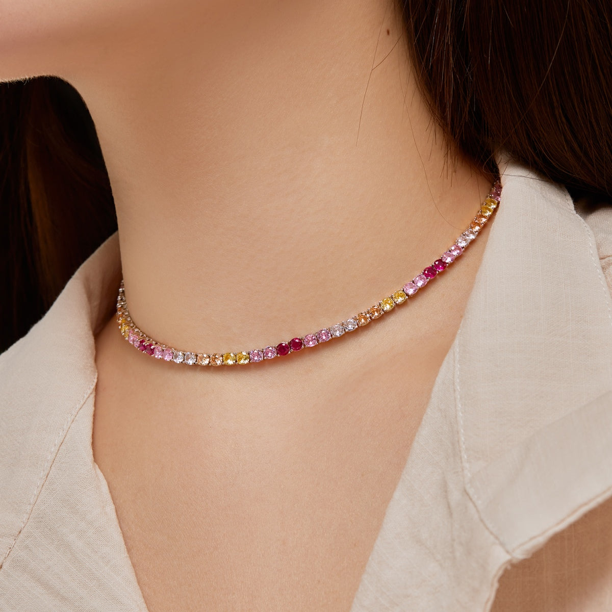 [Kismet Jewels ]Delicate Colorful Tennis Necklace
