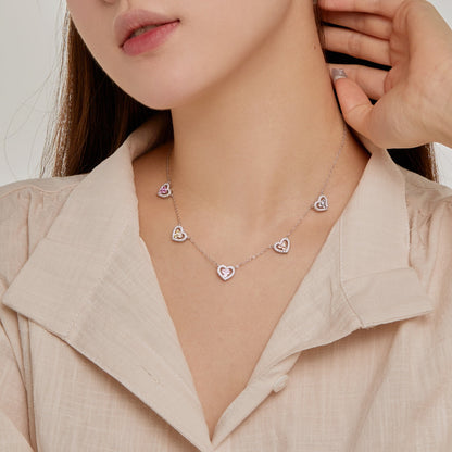 [Kismet Jewels ]Sparkling Five Heart Necklace