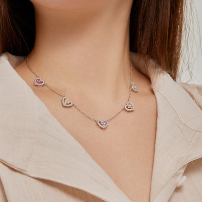 [Kismet Jewels ]Sparkling Five Heart Necklace