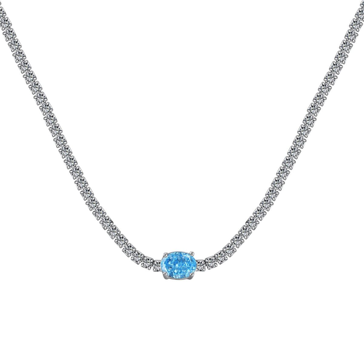 [Kismet Jewels ]1.0 Carat Shining Oval Cut Necklace
