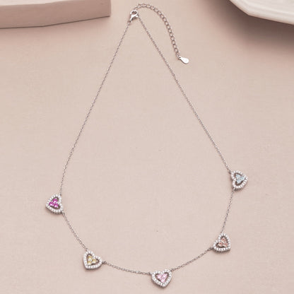 [Kismet Jewels ]Sparkling Five Heart Necklace