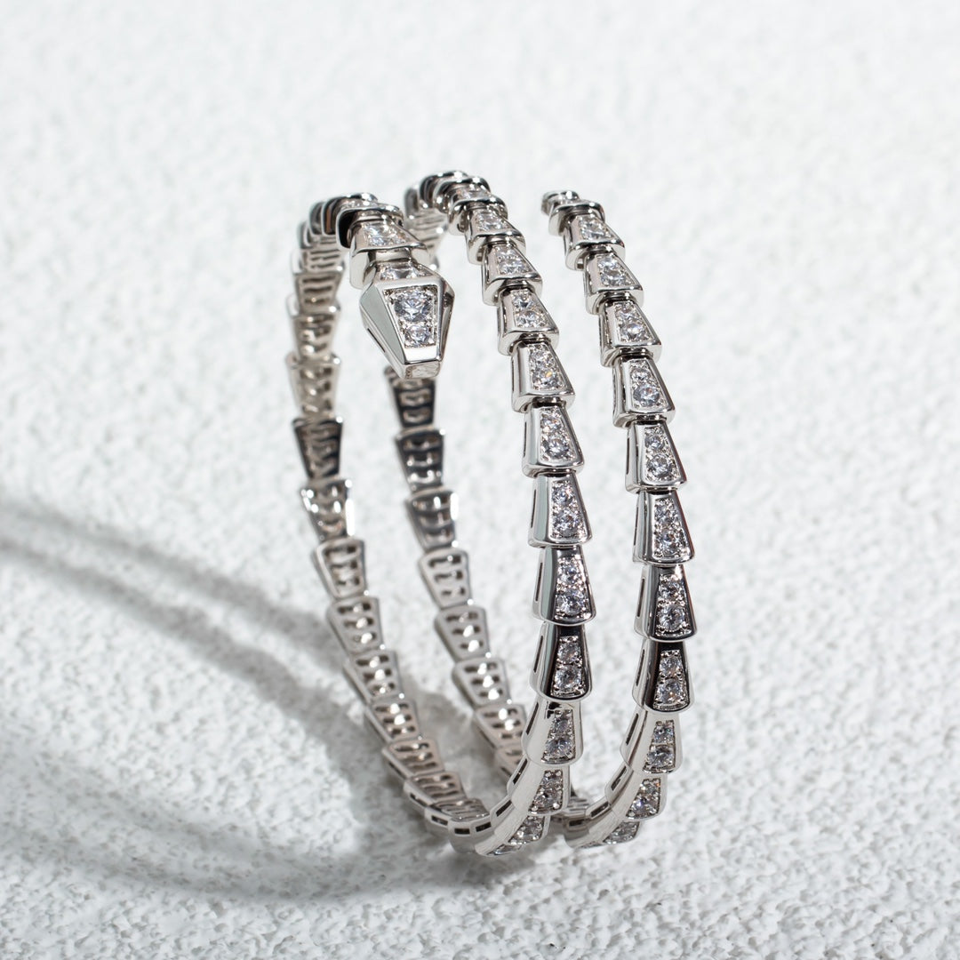 [Kismet Jewels ]SERPENTI BRACELET SILVER DIAMOND DOUBLE ROW