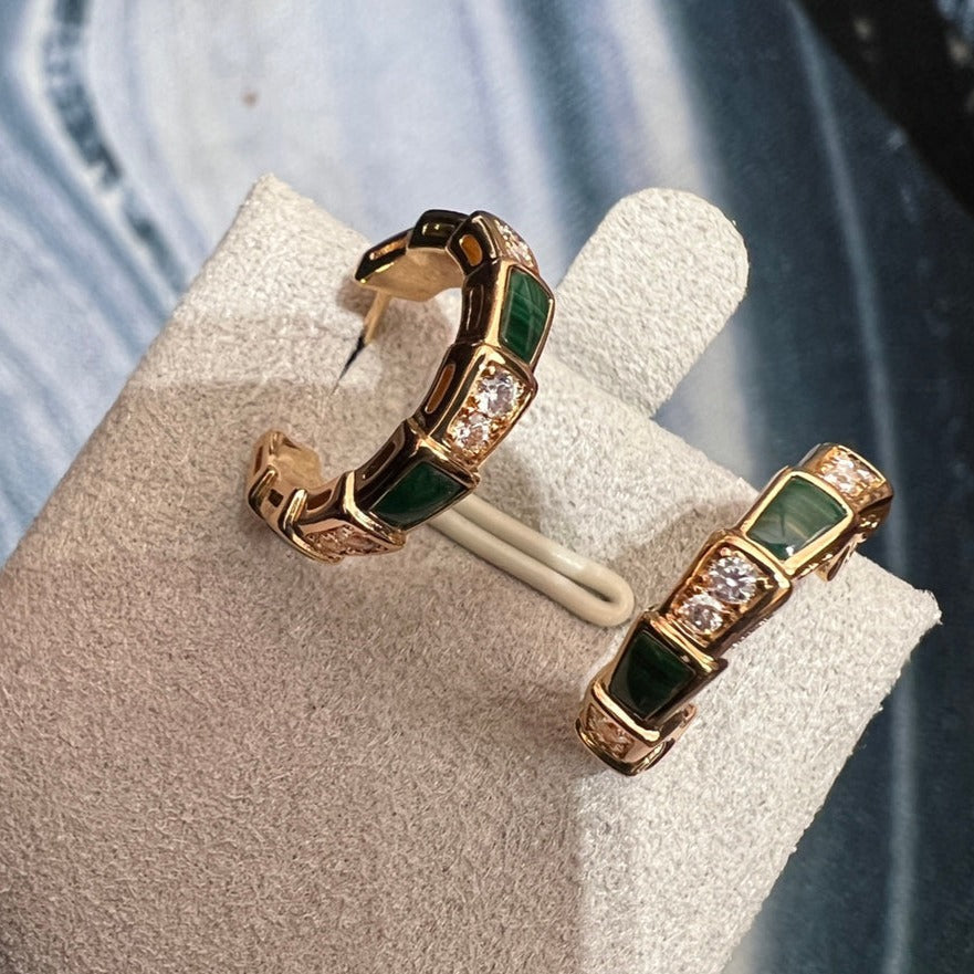 [Kismet Jewels ]SERPENTI MALACHITE PINK GOLD EARRINGS