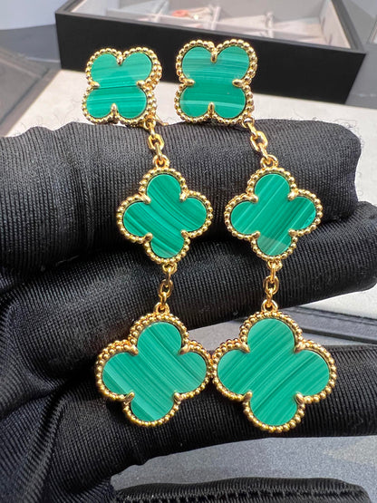[Kismet Jewels ]CLOVER MALACHITE 3 MOTIFS GOLD