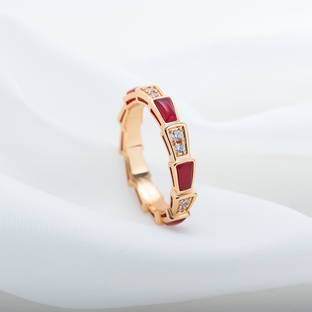 [Kismet Jewels ]SERPENTI RING PINK GOLD CARNELIAN DIAMOND 3MM