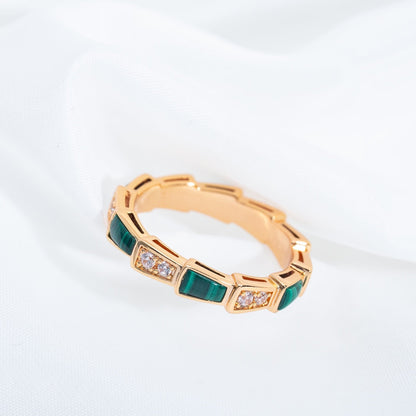 [Kismet Jewels ]SERPENTI RING PINK GOLD MALACHITE DIAMOND 3MM