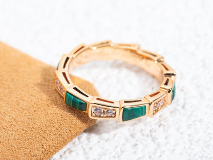 [Kismet Jewels ]SERPENTI RING PINK GOLD MALACHITE DIAMOND 3MM