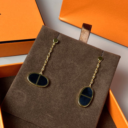 [Kismet Jewels ]CHAINE VERSO BLACK CERAMIC EARRINGS