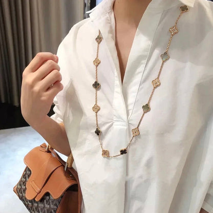 [Kismet Jewels ]CLOVER 20 MOTIFS DARK MOP DIAMOND  NECKLACE