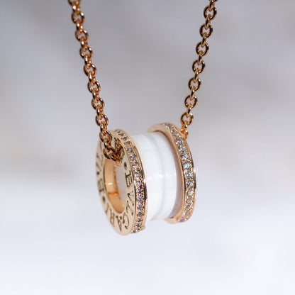 [Kismet Jewels ]ZERO 1 WHITE CERAMIC PINK GOLD DIAMOND NECKLACE