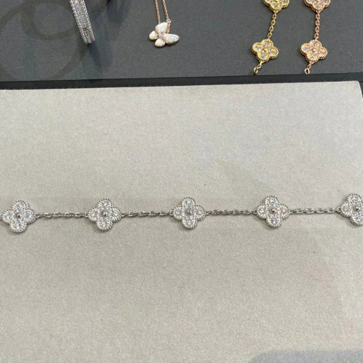 [Kismet Jewels ]CLOVER 5 MOTIFS  DIAMOND BRACELET SILVER