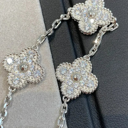 [Kismet Jewels ]CLOVER 5 MOTIFS  DIAMOND BRACELET SILVER