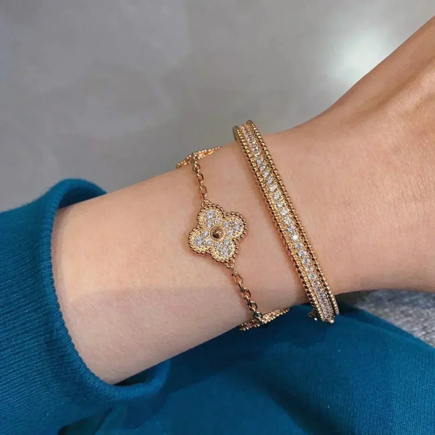[Kismet Jewels ]CLOVER 5 MOTIFS  FULL DIAMOND BRACELET