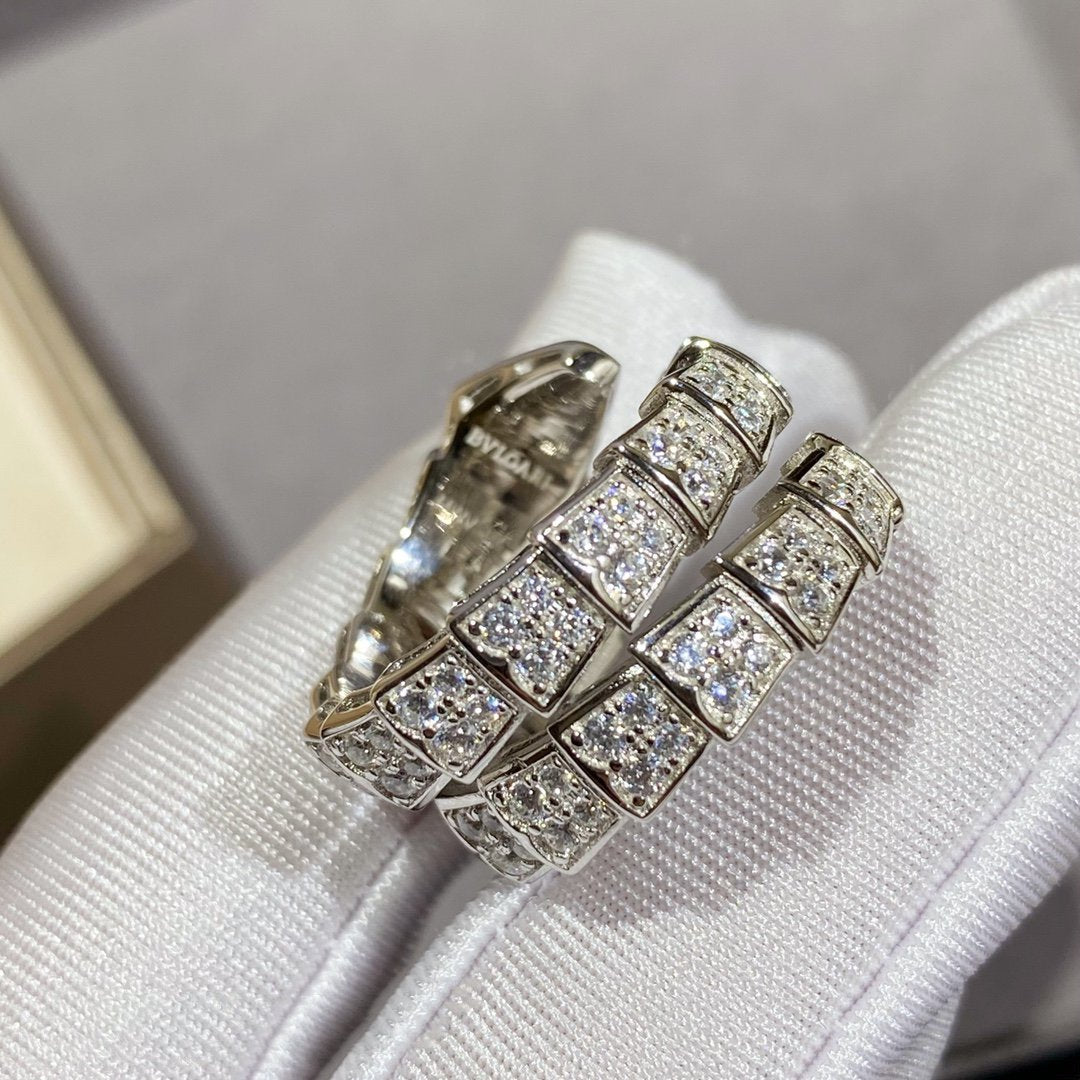 [Kismet Jewels ]SERPENTI DOUBLE RING SILVER DIAMOND PAVED