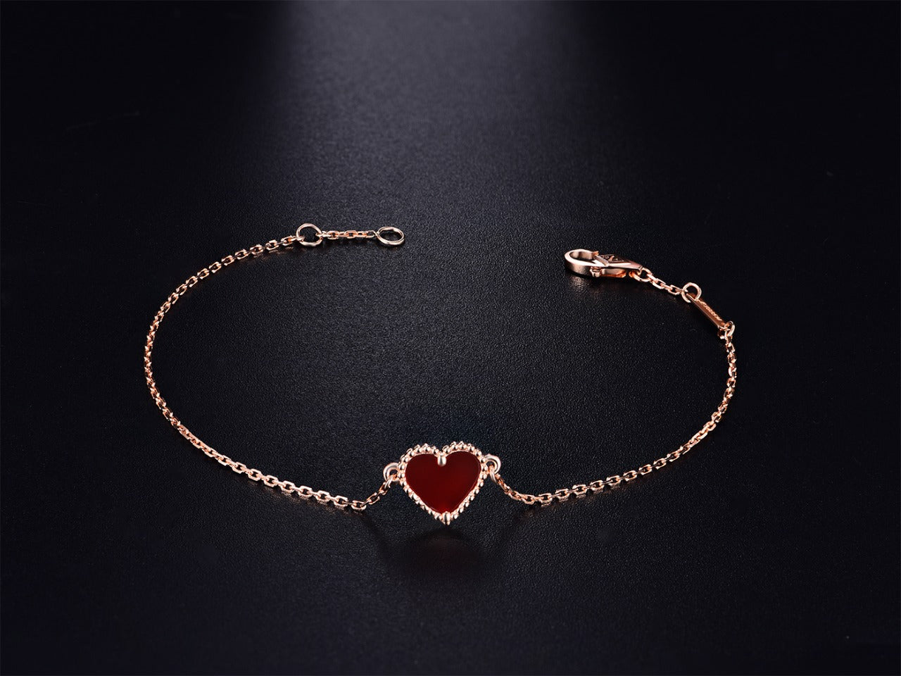[Kismet Jewels ]HEART CARNELIAN PINK GOLD BRACELET