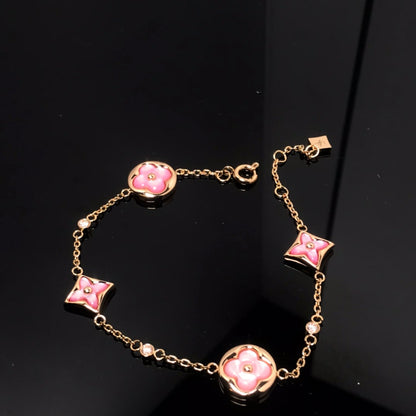 [Kismet Jewels ]STAR AND SUN 4 MOTIF PINK MOP PINK GOLD BRACELET