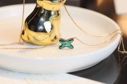 [Kismet Jewels ]JEUX MALACHITE 1 DIAMOND PINK GOLD NECKLACE