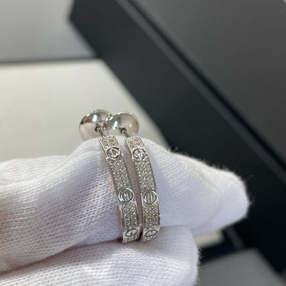 [Kismet Jewels ]LOVE DIAMOND SILVER HOOP EARRINGS