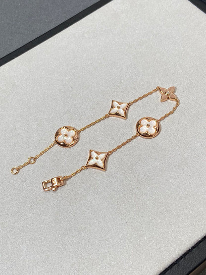 [Kismet Jewels ]STAR AND SUN 5 MOTIF MOP PINK GOLD BRACELET