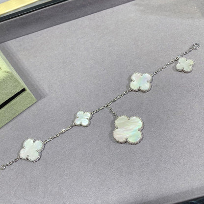 [Kismet Jewels ]CLOVER 5 MOTIF WHITE MOP SILVER BRACELET