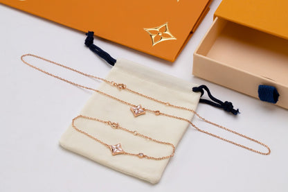[Kismet Jewels ]STAR PINK MOP 1 DIAMOND PINK GOLD NECKLACE