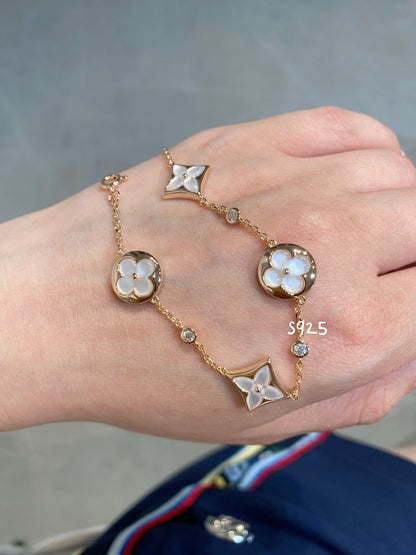 [Kismet Jewels ]STAR AND SUN 4 MOTIF WHITE MOP PINK GOLD BRACELET