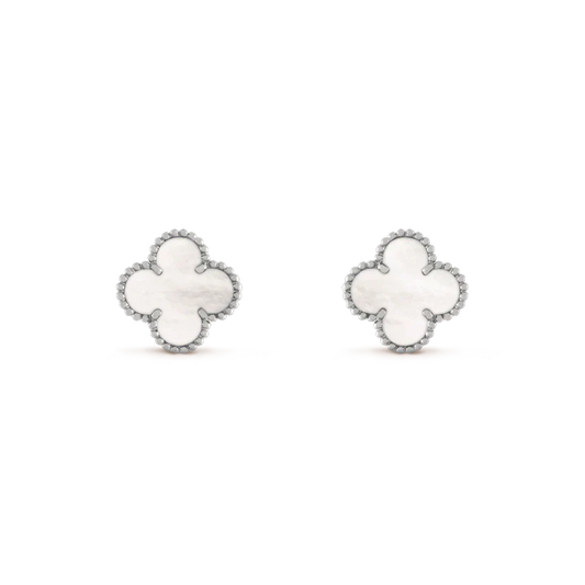 [Kismet Jewels ]CLOVER MEDIUM 1 MOTIFS  WHITE MOP EARRINGS SILVER