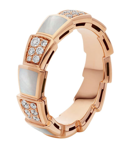 [Kismet Jewels ]SERPENTI RING PINK GOLD MOP DIAMOND PAVED 4MM