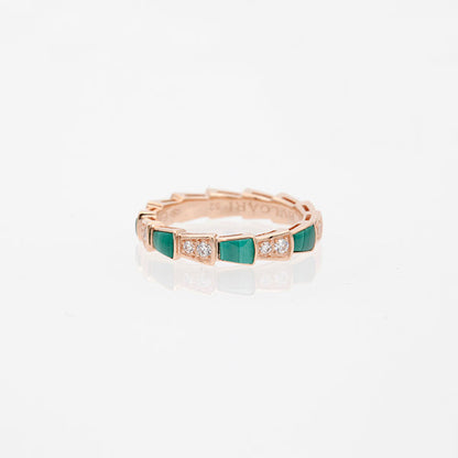 [Kismet Jewels ]SERPENTI RING PINK GOLD MALACHITE DIAMOND 3MM