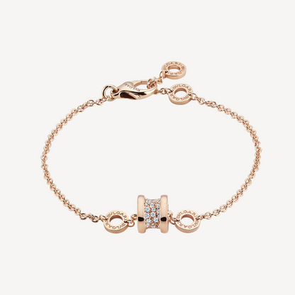 [Kismet Jewels ]ZERO 1 SOFT PINK GOLD WITH PAVED DIAMONDS ON THE SPIRAL BRACELET