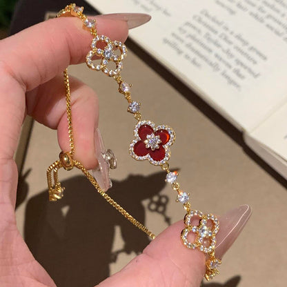 [Kismet Jewels ]CLOVER 5 MOTIF PINK BLUE RED WHITE BRACELET